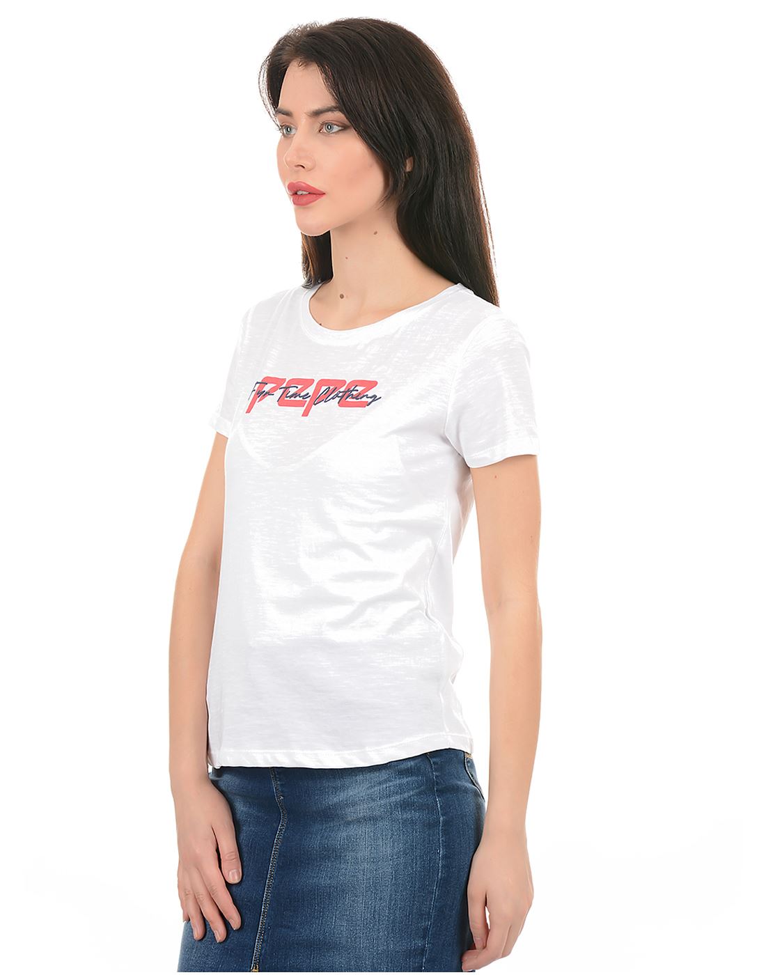 Pepe Jeans Women Casual Wear Off White T-Shirt